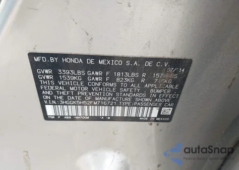2015 Honda Fit Lx from USA, damaged, VIN 3HGGK5H52FM716721